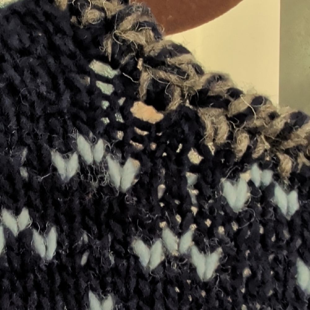 Molly Bracken Black, Gray, Light Blue, Red Fair Isle Knit V-Neck Sweater Vest - Picture 4 of 4